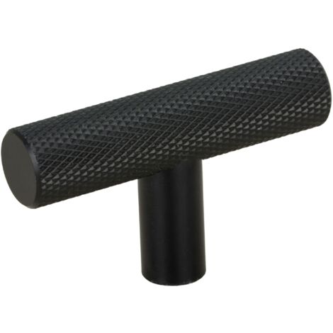 Möbelknopf Reling geriffelt Metall schwarz