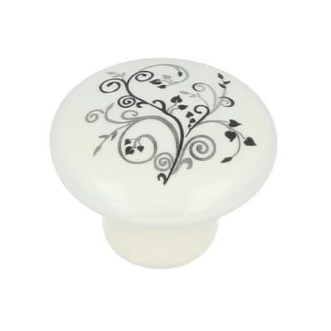 Möbelknopf shabby chic Kommodenknopf Porzellan Weiß 36mm Schubladenknopf