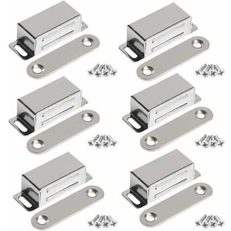 Möbelmagnete – 6er-Set – 10 kg Magnetkraft – Edelstahl mit Schrauben – Abmessungen 45 × 15 × 15 mm