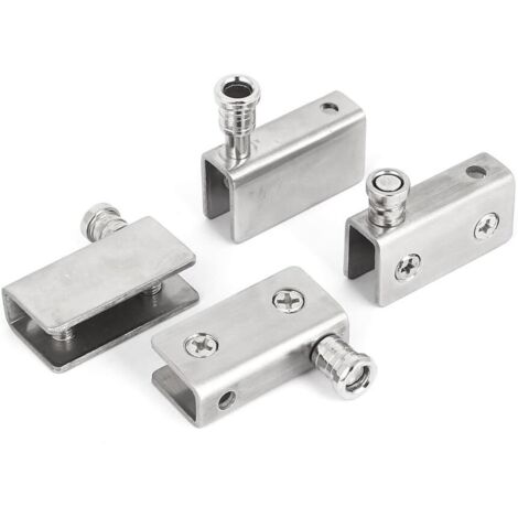 Möbelscharnier, Edelstahl-Glasscharnierklemme, 5 mm–8 mm Dicke, silberfarben, 4 Stück