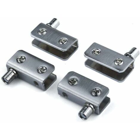 MöbelscharniereGlastürscharniere90° Schwenkscharnier, Glas ohne Bohren, Edelstahl, Passend für 5-8mm Glas, Starlight, 4er Pack