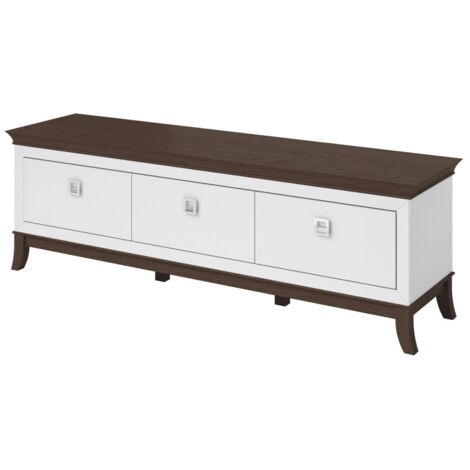 Möbelstück TV-Schrank 160cm aus der Serie PALACE mit 3 Schubladen. Farbe Weiß und Eiche.