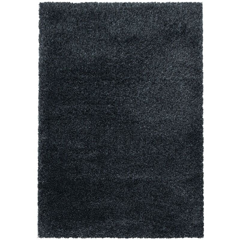 Tapis Salon Shaggy Poils Longs Fibre Doux MOELLEUX (Noir - 160x230cm)