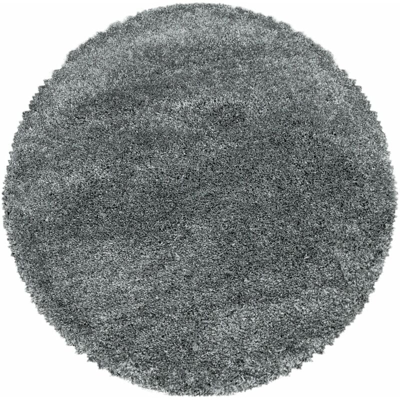 Tapis Rond Shaggy Poils Longs Fibre Doux MOELLEUX (Gris - 160x160cm)