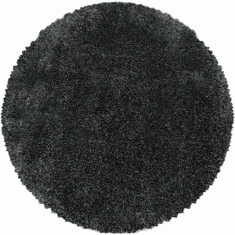 Tapis Rond Shaggy Poils Longs Fibre Doux MOELLEUX (Anthracite - 80x80cm)