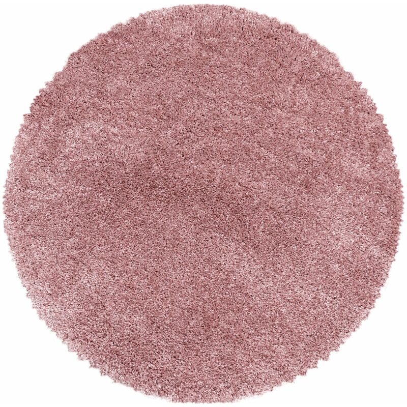 Tapis Rond Shaggy Poils Longs Fibre Doux MOELLEUX (Rose - 200x200cm)