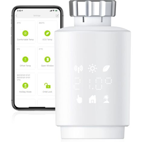 MOES Smart Connected Thermostatic Head, ZigBee Smart Programmable Thermostat, Compatible with Smart Life Alexa Google, Thermostatic Radiator Valve [Tuya Zigbee Hub Required]