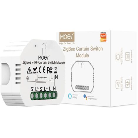 MOES ZigBee RF433 Modulo di interruttore per tende a rullo motorizzate elettrico disponibile Smart Life/Tuya APP RF433 Telecomando, compatibile con Alexa e Google Home, Richiede l'hub ZigBee di Tuya