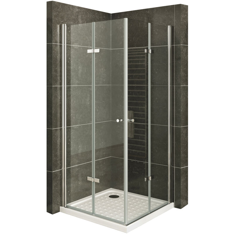 

MOG Mampara de Ducha DK99 altura: 180 cm Cabina de ducha con Apertura de Puerta plegable 6mm Vidrio transparente de seguridad - 75x75