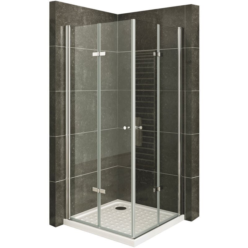 

MOG Mampara de Ducha DK99 altura: 190 cm Cabina de ducha con Apertura de Puerta plegable 6mm Vidrio transparente de seguridad - 75x75