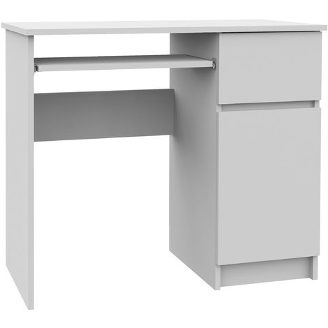 MOGO - Bureau informatique contemporain 90x77x50 cm - Taille compacte + support clavier + tiroir - Table ordinateur moderne - Blanc