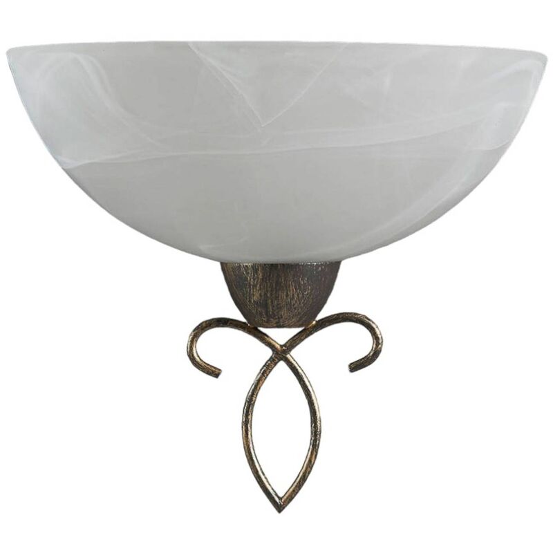 Image of Mohija - lampada da parete in stile romantico - bianco alabastro, nero oro spazzolato - Lindby
