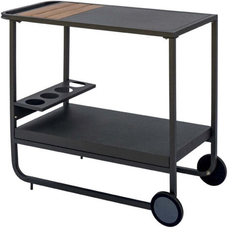 Moia Greenwood Carrello con Ruote in Ferro e Resin Wood Antracite – Carrello Portaoggetti Design Moderno Multiuso