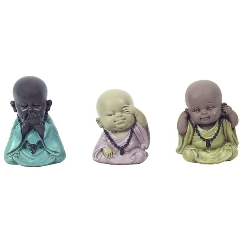 Origen - Signes Grimalt Figure de figurines de Bouddha Bouddha 3 Différents ensembles 3U multicolores bouddhas 5x6x8cm 20768