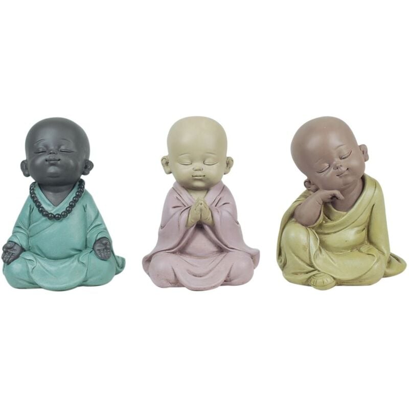 Signes Grimalt Figure de figurines de Bouddha Bouddha 3 Différents ensembles 3U Multicolor Buddles 8x11x14cm 20772