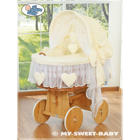 Moisés con capota - Ropa de cama Amelie natural + crema