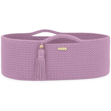 Moisés de algodón BOHO hecho a mano con colchón - lavanda
