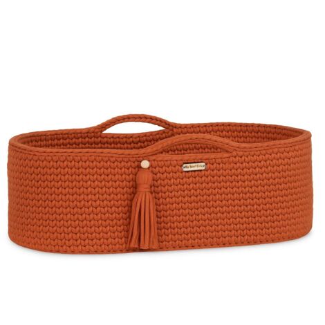 Moisés de algodón BOHO hecho a mano con colchón - terracota