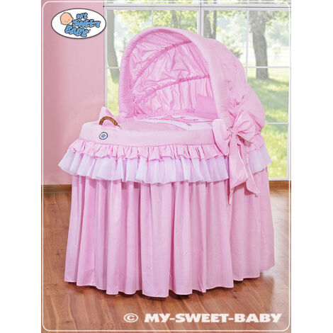 Moisés de mimbre con capota plegable - Princesa Rosa