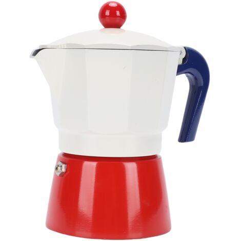 Moka 150ml Aluminium 3 Tasses, Valve Unique pour Café Cubain Cafetière Italienne à Gaz Portable Rouge Bleu Camping Maison