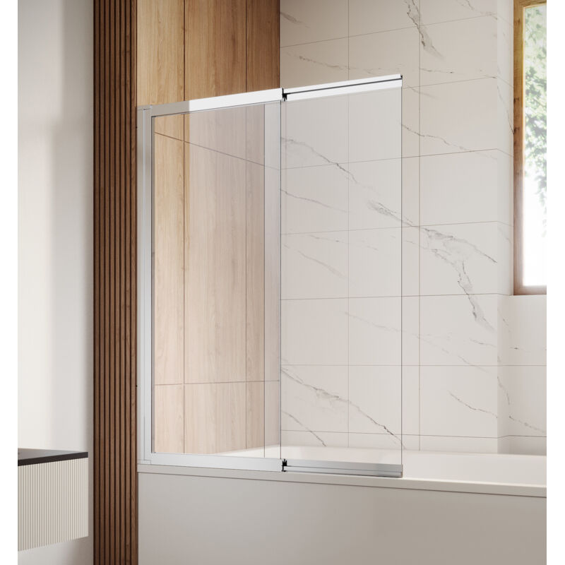 Badplaats - Paroi baignoire Moka 120 x 140 cm Chrome - verre tra