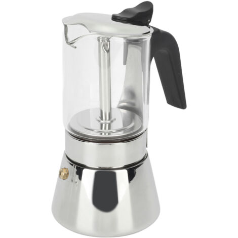 Moka-Kaffeemaschine mit transparentem Edelstahlgehäuse, 360 ml, für Zuhause, Büro oder Supermarkt