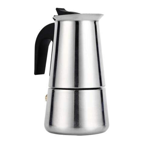 Moka-Kanne, Kaffeemaschine, Moka-Kanne aus Edelstahl mit ergonomischem Griff (100 ml)