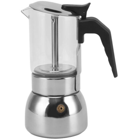 Moka Pot Électrique 4 Tasses avec Dessus en Verre et Base en Acier Inoxydable