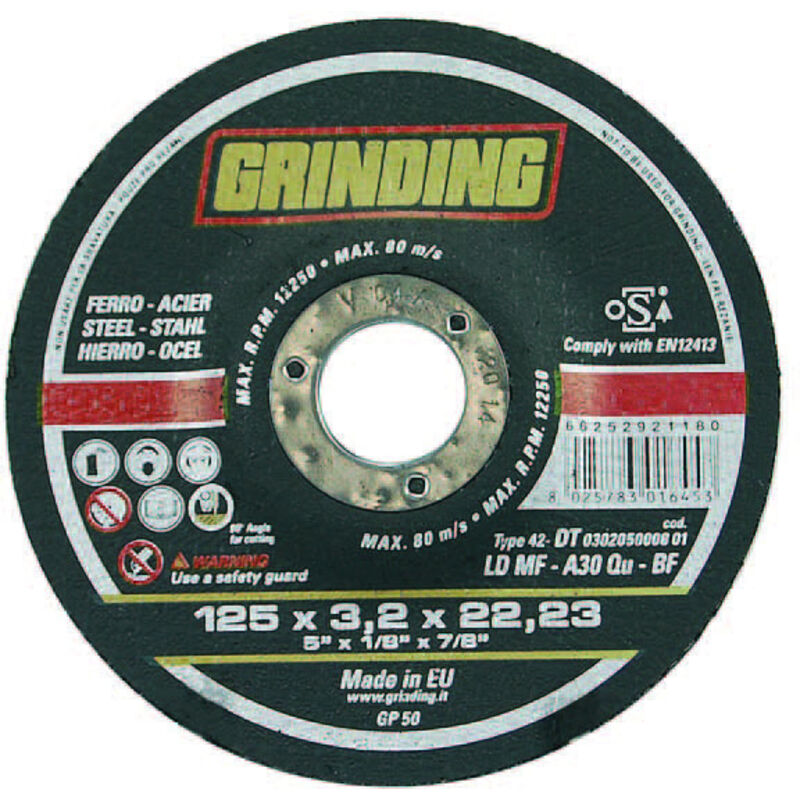 Dischi da taglio e da sgrosso centro depresso per ferro ø mm.115 - ø mm.115x4,8 foro 22,2 da sgrosso per ferro