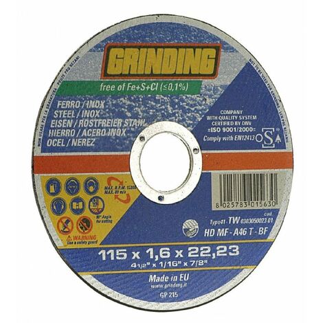 MOLA ABRASIVA PER INOX/FERRO ø 115 x 1,6 GRINDING 50 PZ