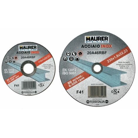 Mola Abrasiva per Taglio Acciaio Inox  Misura 115X1,6 mm Foro 22 mm  cf. 6 Pz