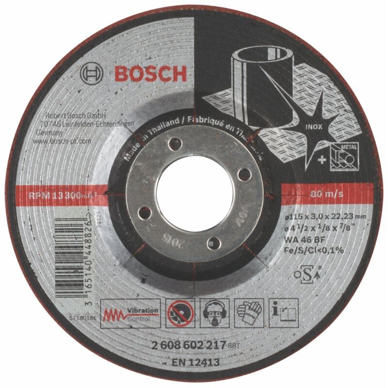 Bosch - Professional 2608602217 - Disco abrasivo semi flessibile, per metallo, nero, 115 x 3 mm