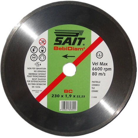Mola disco diamantato per ceramica piastrelle 230x1,9x22,23 230 mm sait