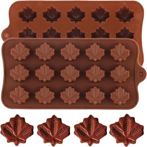 Molde de silicona con forma de hoja de arce - Juego de 2 moldes para chocolate, caramelos y dulce de leche, silicona apta para alimentos, fácil desmolde.