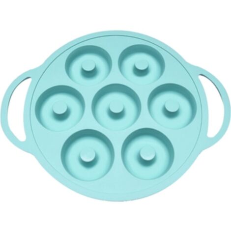 Molde de silicona multiusos para donas, 7 agujeros, antiadherente, fácil de limpiar (verde)