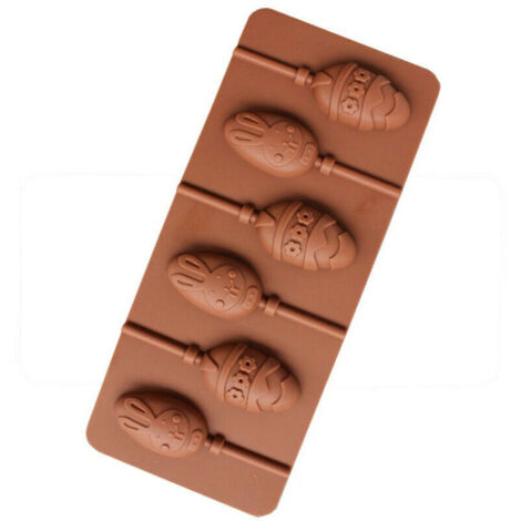 Molde de silicona para huevos y conejitos de Pascua – ideal para chocolate y piruletas – 12 cavidades, flexible y resistente a -40 °C/+230 °C