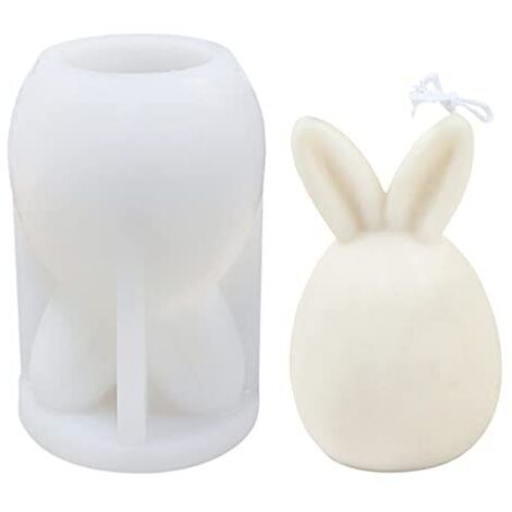 Molde de silicona para vela de conejo, molde para vela de Pascua, molde para jabón de silicona, adorno decorativo para estatua de conejo de Pascua, kit para hacer velas aromáticas de hormigón (B)