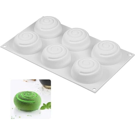 Molde de silicona redondo en espiral, molde de silicona redondo 3D con forma de remolino para jabón casero (180 g, blanco)