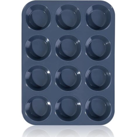 Molde grande para muffins Super Kitchen, molde de silicona de 12 cavidades, molde antiadherente para muffins o cupcakes, molde para hornear muffins o cupcakes, utensilios de repostería 33 x 25 x 3 cm 