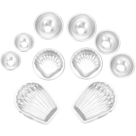 Molde para bombas de baño DIY de aleación de aluminio para pasteles – Set creativo efervescente, material de moldeo, accesorios de cocina, set con 9 diseños diferentes (círculo, concha, estrella, cora