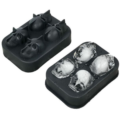 Molde para cubitos de hielo con forma de calavera, 1 pieza. Bandejas de silicona 3D con forma de calavera para cubitos de hielo, con tapa. Ideal para cócteles y chocolate.