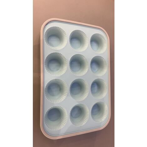 Molde para muffins antiadherente de alta elasticidad, resistente a altas temperaturas y fácil de desmoldar, 12 agujeros