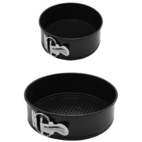 Molde para tartas de 2 piezas (4"/7"), molde redondo para tartas de 2 niveles, molde redondo negro de acero al carbono, molde desmontable para tartas/pizzas/pan (11 cm + 18,5 cm)