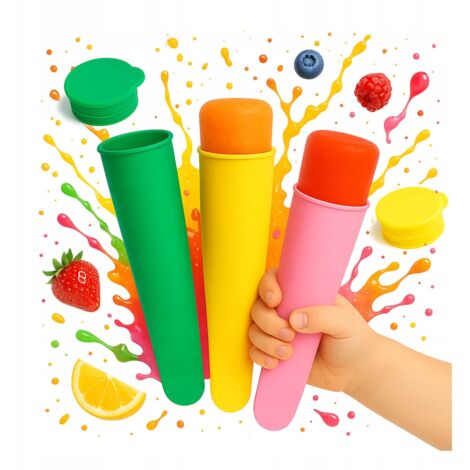 Moldes de silicona exprimibles para helado (3 unidades) - Helado casero reutilizable
