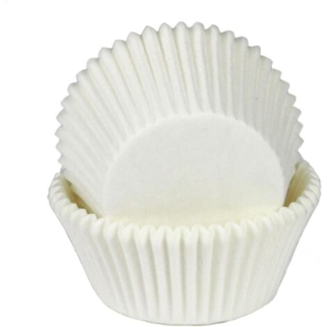 Moldes para cupcakes estándar, blancos, 100 unidades, inodoros, aptos para alimentos y antigrasa, moldes de papel para hornear