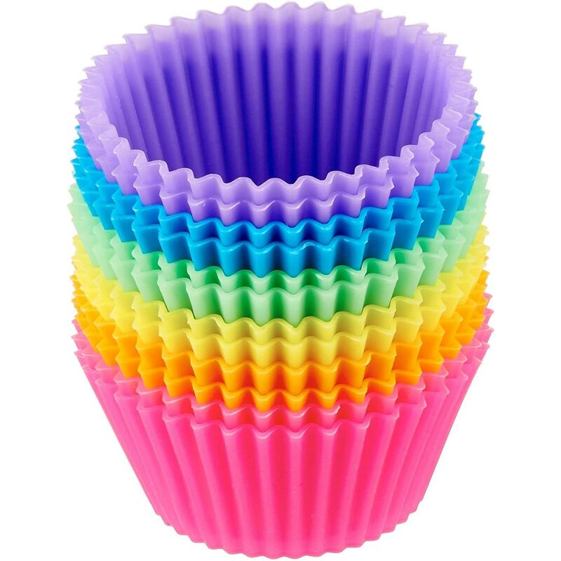 

Moldes para hornear de silicona reutilizables, moldes para muffins - 24 piezas, multicolor