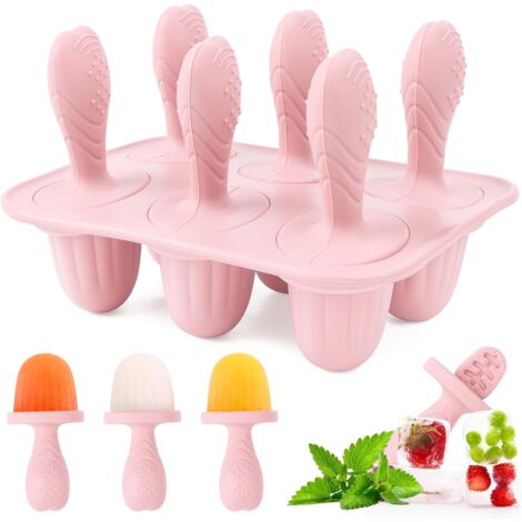 Moldes para paletas heladas infantiles, 6 moldes para bebés, moldes para paletas heladas con mini moldes de silicona, sin BPA, reutilizables, moldes para paletas heladas caseras para bebés, niños y ad