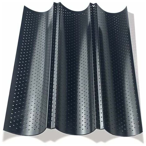 Moldes para pan, molde para baguette, molde para baguette, molde para pan, molde para pan francés para 3 baguettes, molde para baguette, molde para pan perforado para hornear pan francés, molde