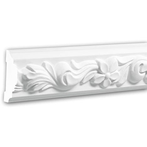 PROFHOME DECOR Moldura para pared 151326 Profhome Perfil de estuco Moldura decorativa Moldura decorativa pared estilo Rócoco Barroco blanco 2 m