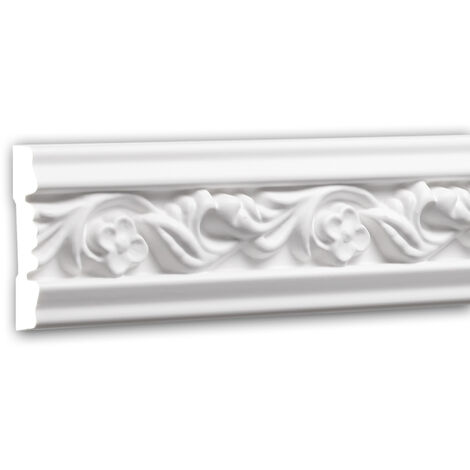 PROFHOME DECOR Moldura para pared 151339 Profhome Perfil de estuco Moldura decorativa Moldura decorativa pared estilo Rócoco Barroco blanco 2 m